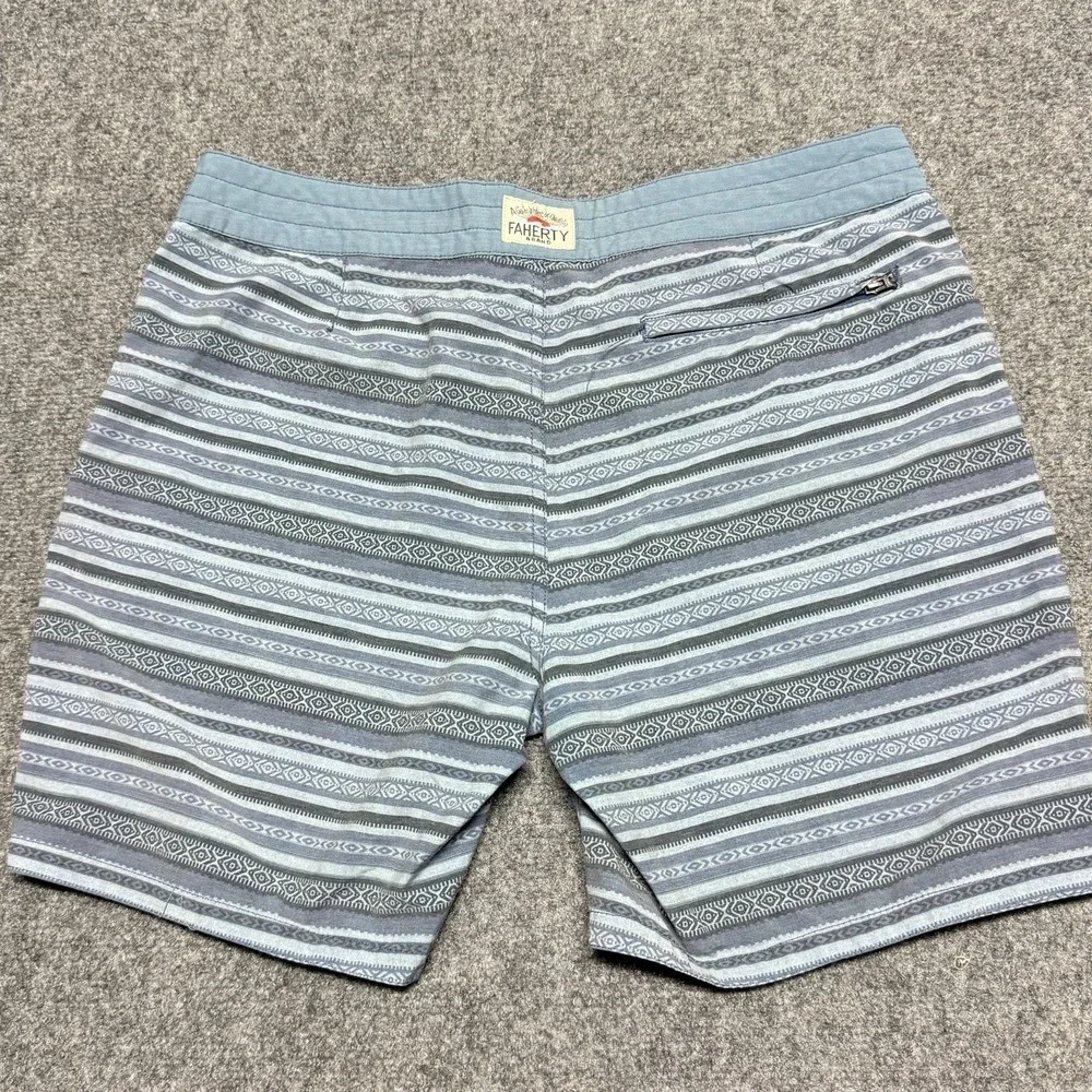 Faherty Boardshorts Mens 34 Classic Blue Falls Ikat Swim Shorts Bathing Suit